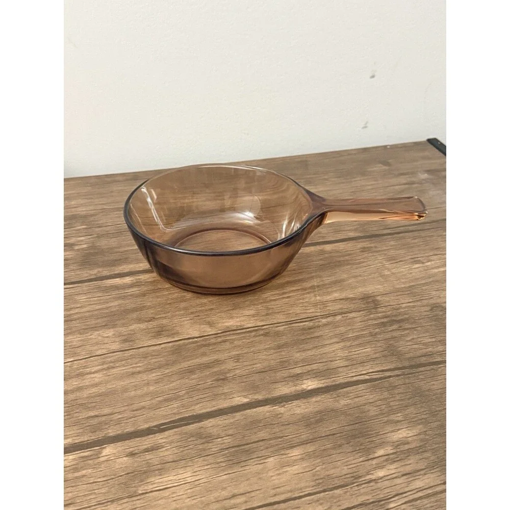 Vintage Corning Ware Visions Amber Pyrex 0.5 quart Open saucepan, USA